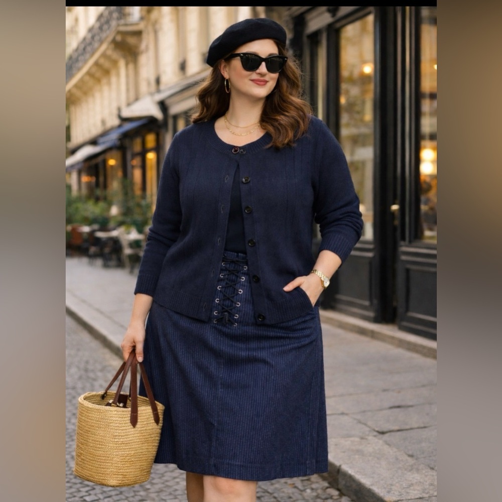 Spade- classic navy blue sweater cardigan- size Med